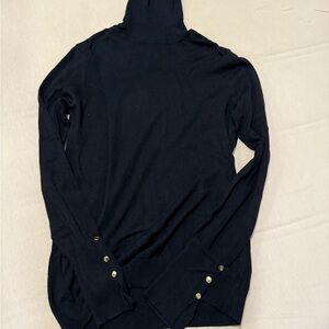 Zara Navy Turtleneck Sweater with Gold Buttons